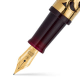 Close-up of the 18ct gold Conway Stewart nib on the Henry Simpole Myrtle Vermeil