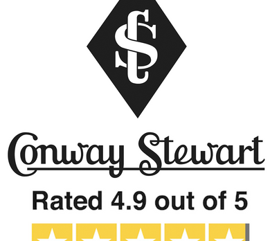 The Conway Stewart logo with a rating of 4.9 out of 5 stars, representing the company's high level of customer satisfaction