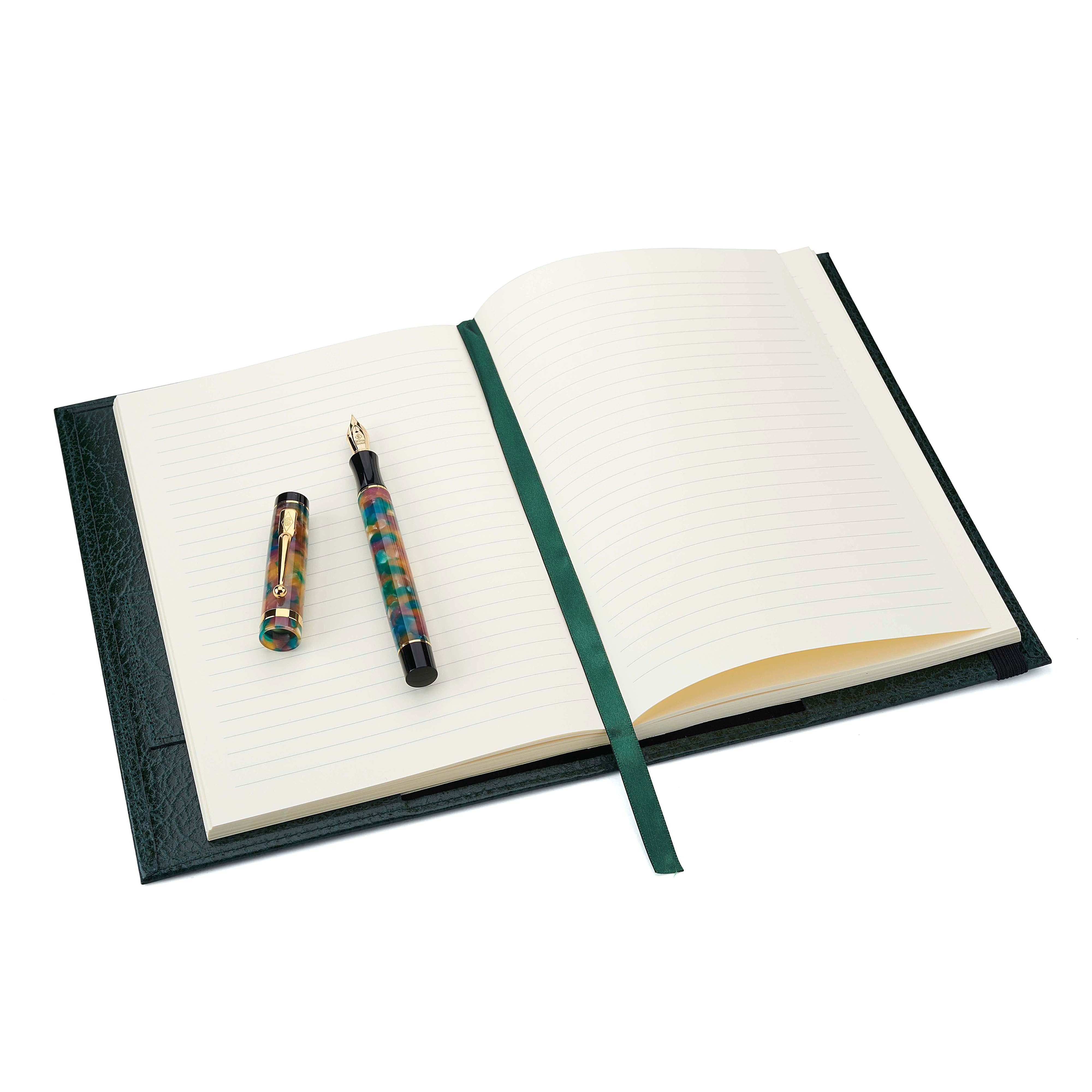 A premium notebook made by Conway Stewart, featuring a leather cover and high-quality paper