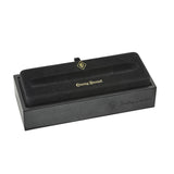 Open black Conway Stewart presentation box with velvet pen tray, shown empty