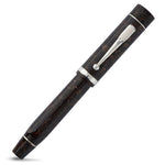 Churchill Dartmoor Silver rollerball capped, marbled brown resin with silver trim