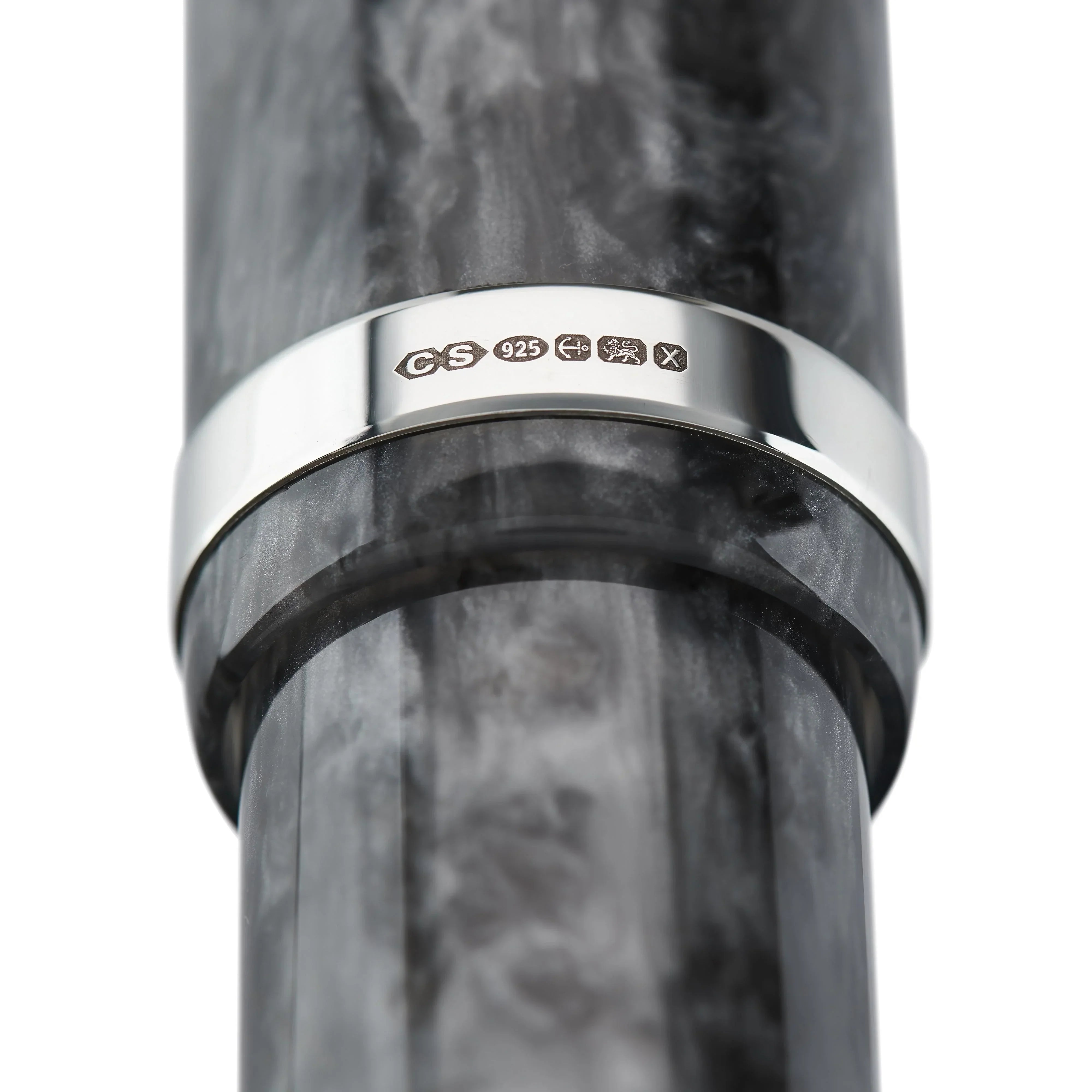 Close-up of the sterling silver band hallmark on the Churchill Silver Storm