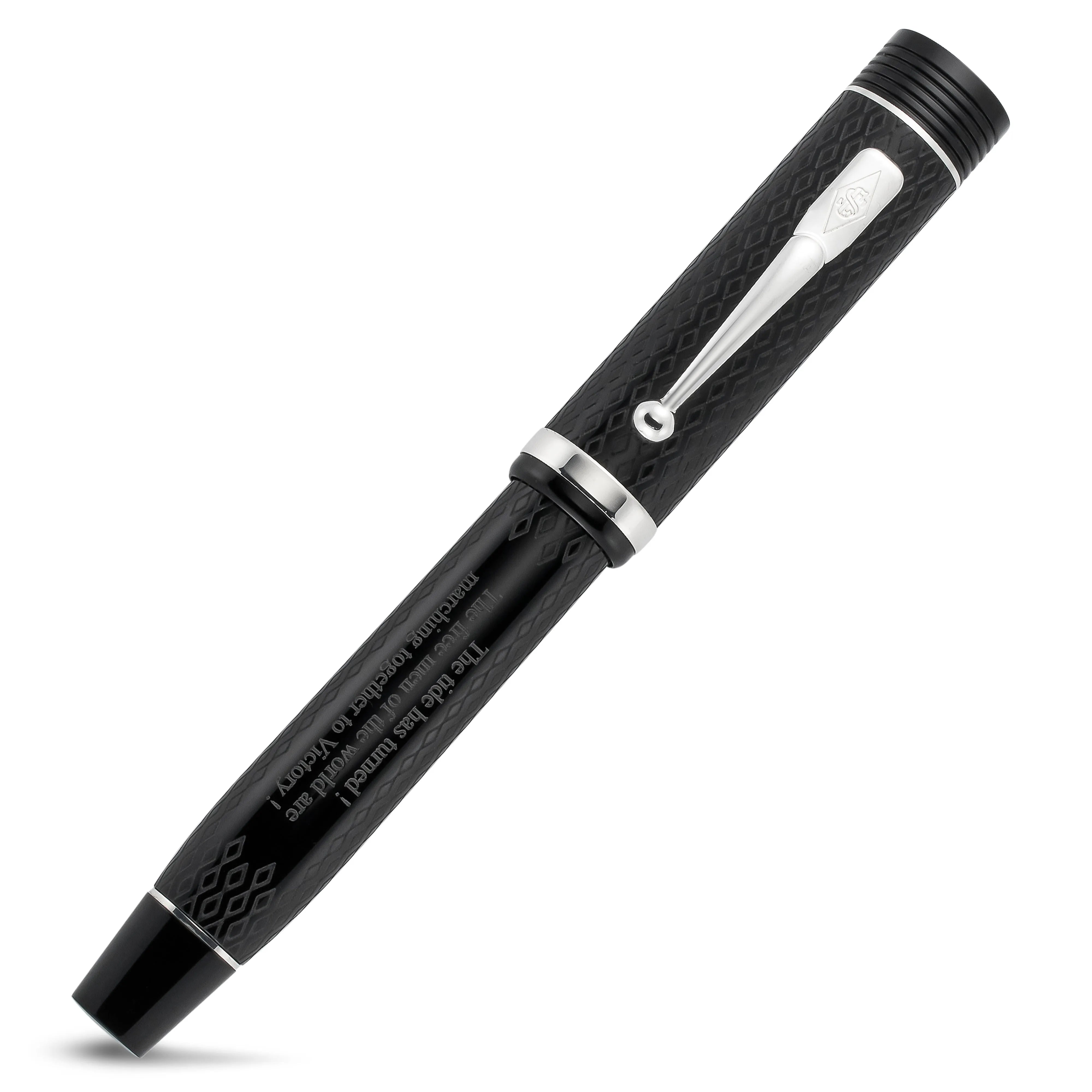 D-Day 80th Anniversary Poppy Pen rollerball capped, black acrylic with sterling silver fittings