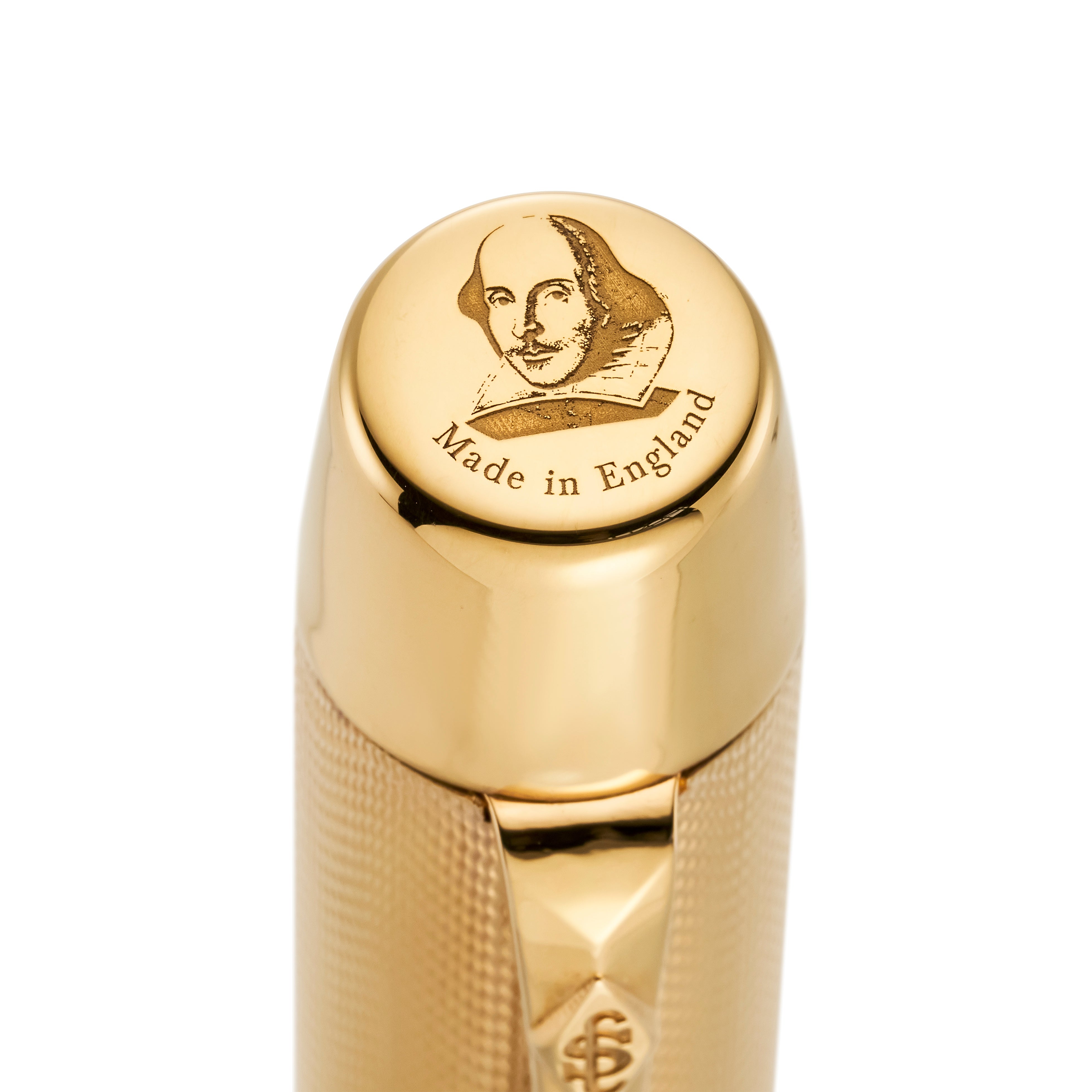 Cap-top Shakespeare portrait engraving on the Vermeil pen