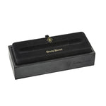 Conway Stewart presentation box, closed, in black leatherette with gold branding