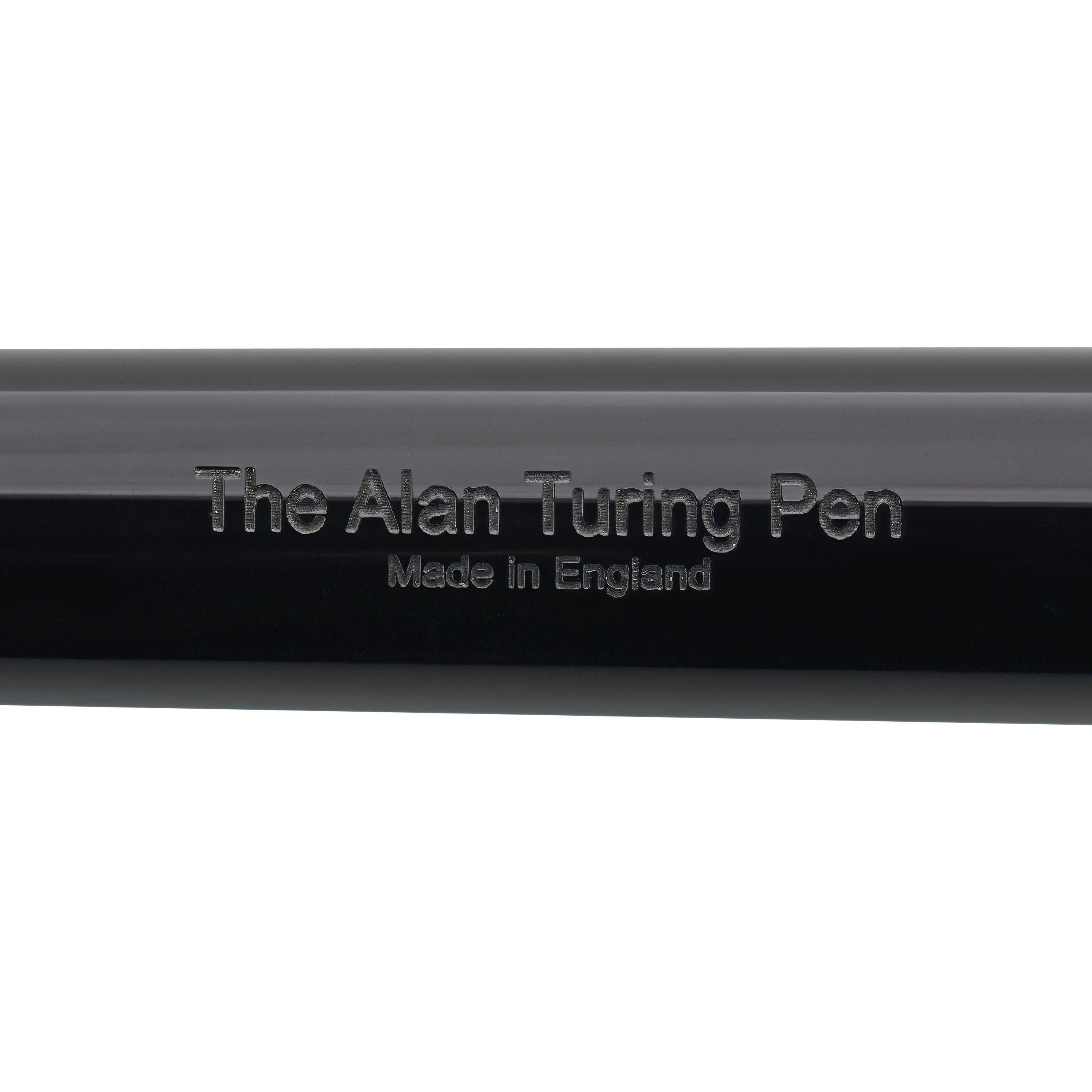 Barrel engraving close-up on The Alan Turing Pen